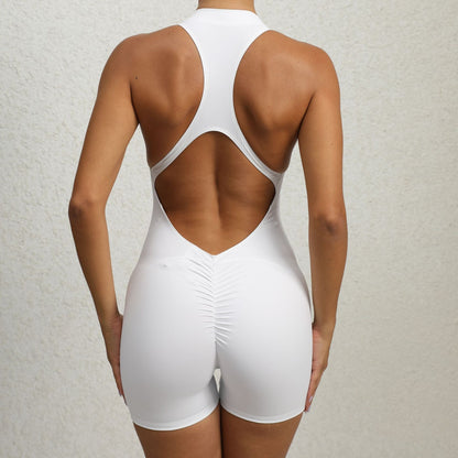Combishort sans coutures à zip frontal – Vêtement de sport sculptant pour femme